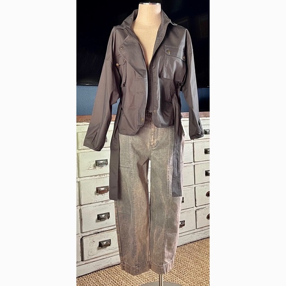 Anthropologie Puff Sleeve Grey Utility Jacket NWT New XS - Picture 11 of 16